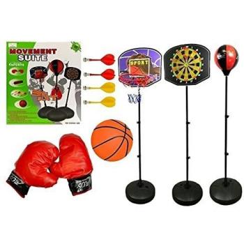 LEAN Toys Juego de juegos de deporte 3 en 1 de Basket-Ball dardos Boxe