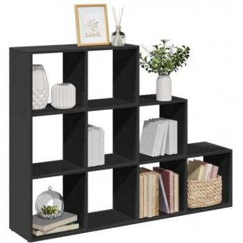 Librería divisora 3 estantes madera negra 137,5x29x103,5 cm aglomerado