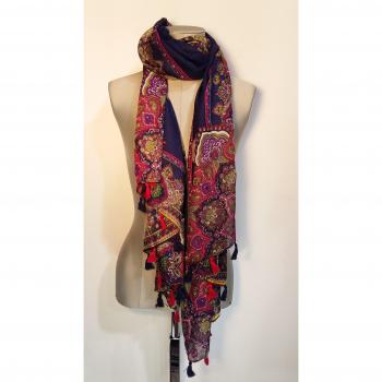 Hope1967 - Foulard de Mujer estampado color azul y rosas