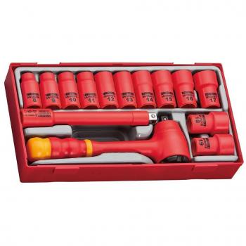 Juego de llaves de vaso aisladas Tengtools TTV3814 - 14 piezas, 3/8 pulg., aislado según VDE