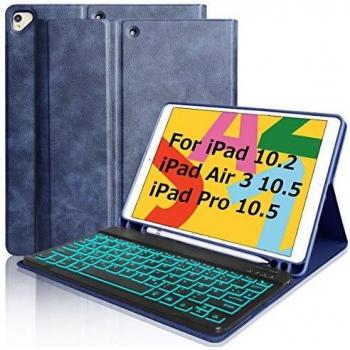 Teclado para iPad 10.2 8 Gen 2020/7 Gen 2019/Air 3 10.5/Pro 10.5/8 Generación con Funda Teclado Inalámbrico Bluetooth Español,Funda para iPad 7th/8th/10.5 con Teclado iluminado 7 Colores Desmontable