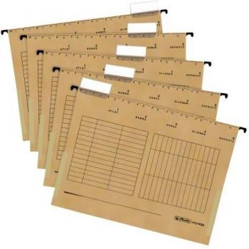 Bolsa colgante Herlitz UniReg fácil organización, DIN A4, kraftkarton 230g/m², color natural, paquete de 5 unidades