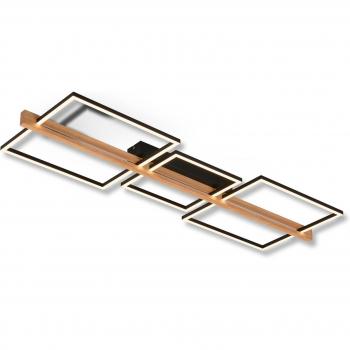 Plafón LED Moldura 108x35 cm, madera y metal, negro