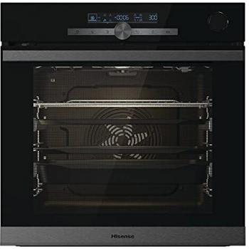 Hisense BSA66334PG Horno Pirolítico con Vapor 100% + Función Freidora de Aire sin Aceite, Gran Capacidad 77L,Cocción Simultanea 5 Niveles, ventilador XXL, Pizza mode 300º, Puertas removibles Negro