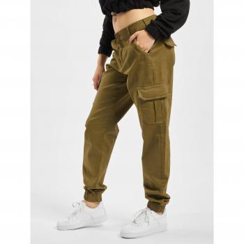 Urban Classics Women's High Waist Cargo Pants in Olive Green