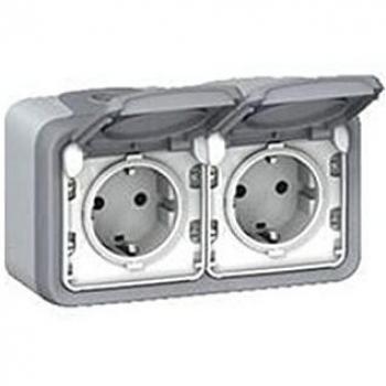 Toma de corriente Base Doble Schuko Plexo Monobloc Sup Ip55 Gr Horiz