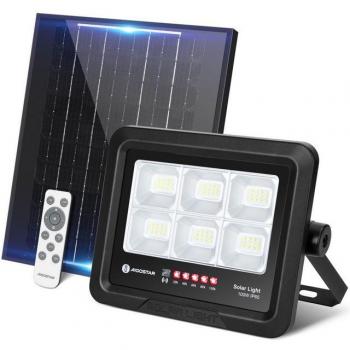 Foco Proyector LED Solar Aigostar 100W con Mando a Distancia, Blanco Frío 6500K, Impermeable IP65