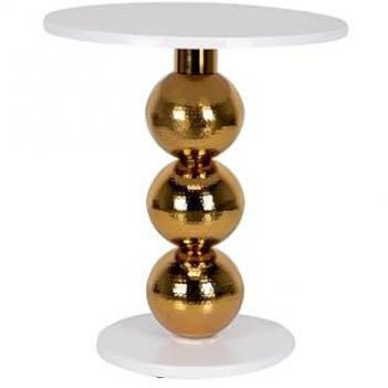 Mesa de Comedor Hierro Nelson 70x70x76 cm Diseño Elegante y Resistente - Dorado/Blanco