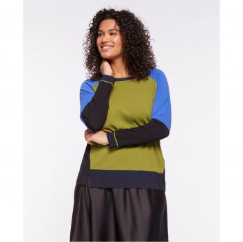 Jersey de mujer colour block con escote redondo