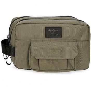 Pepe Jeans Denton Neceser Dos Compartimentos Adaptable Marrón 26x16x12 cms Poliéster Reciclado