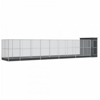 Pajarera con extensión de acero plateado 1037x203x216 cm, jaula para pájaros, jaula para periquitos, casa para pájaros
