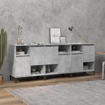 Aparadores 3 uds madera contrachapada gris hormigón 60x35x70 cm Mueble de Almacenaje de Salón, Buffet para salón, Armario Auxiliar, Armario de Almacenamiento