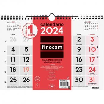 Finocam Calendario Pared 2024 Números Grandes M Neutro Enero-Diciembre 300x210mm Español