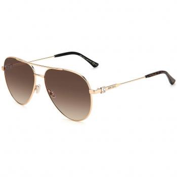 Jimmy Choo Olly S Women's Sunglasses ø 60 mm, Aviator Style, Gold Copper Brown Gradient Lens, Metal Frame, One Size