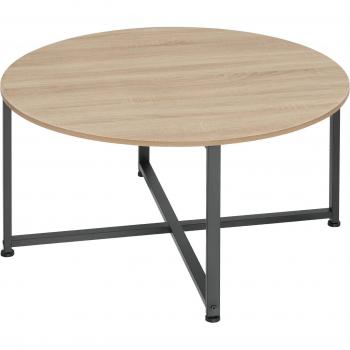 Mesa de centro Aberdeen 88,5 x 47 cm - Mesa de centro redonda estilo industrial con tableros MDF efecto madera y estructura de acero revestido en polvo