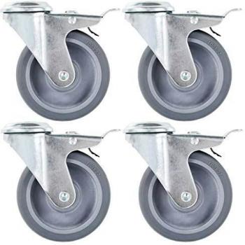vidaXL 12x Ruedas Giratorias Agujero Pasador Frenos Dobles con Diámetro 100mm Muebles Bancos Trabajo Carritos Estanterías Resistencia Golpes Suaves