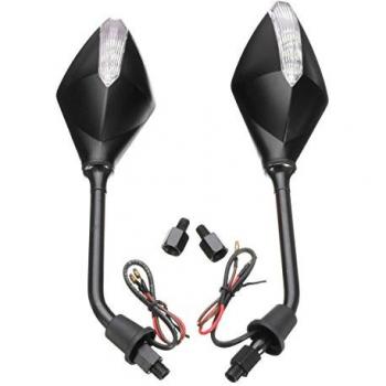 Alamor Espejos Retrovisores De La Motocicleta Del Par De 8M M 10M M Espejo Lateral Del Virador De La Luz Indicadora Del Led 12V Del Lado