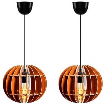 Juego de 2 Lámparas de techo Wellhome 60 cm nogal tipo E27 Max 45-60 W