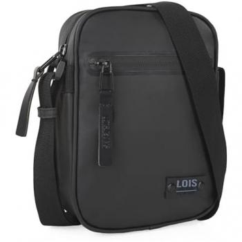 Bandolera Hombre Lois - Bolso Ajustable de Lona Negro para Uso Diario - Modelo 317219