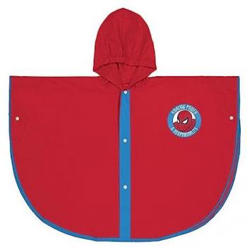 Poncho Impermeable con Capucha Spider-Man Rojo, elaborado en PVC, cierre de botones, adecuado para niños de 3 a 4 años, color rojo con ribetes en azul