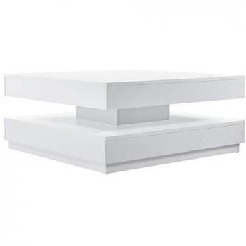 Mesa de Centro Florenz con Tablero Giratorio y Almacenamiento 76 x 76 x 38 cm - Blanco