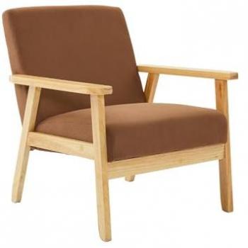 Sillón Escandinavo Isak de Madera y Pana Marrón, 64x69.5x73 cm