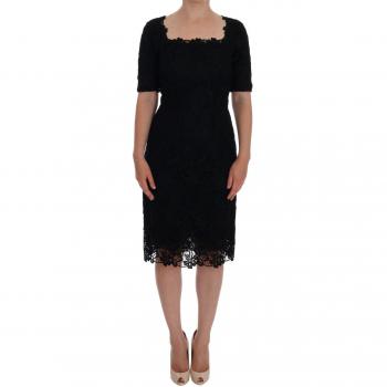 Black Floral Lace Sheath Dress