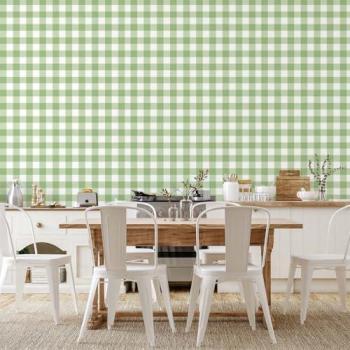 Papel Pintado Vichy Verde Cuadrados 52x1000 cm