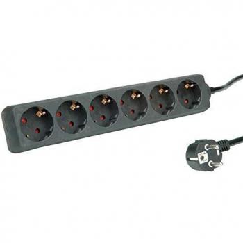 Regleta 6 Tomas Schuko 3600W Negra 1.5m Roline
