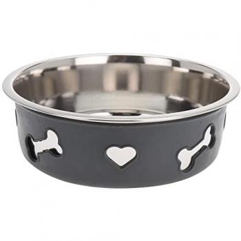 Comedero para Perros Inoxidable 21x7 cm con Diseño Decorativo
