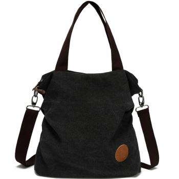 Myhozee Bolsos de Mujer,Bolso Bandolera Mujer Bolso Lona de Hombro Bolso Tote Bolso Shopper Bolso de Mano para Multifuncional - Negro