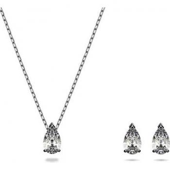 Swarovski Conjunto Attract Pear, blanco, baño de rodio