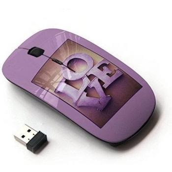 ARTECH [ Ratón óptico 2.4G inalámbrico ] [ Love Pink Purple Text Letters Honey Couple ]
