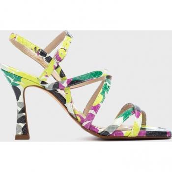 Martinelli - Sandalias de tacón de mujer de piel con tiras finas y hebilla en color estampado