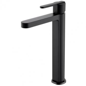 Grifo monomando con caño alto para lavabo MICE - Grifería de baño para lavamanos de caño alto para agua fría/caliente - Disponible en diferentes colores (Negro Mate)
