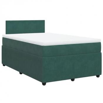 Cama box spring con colchón terciopelo verde oscuro 120x200 cm
