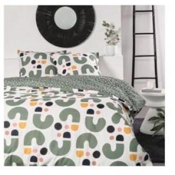 Juego de Funda Nórdica Sunshine Verde y Blanco de Algodón - 220 x 240 cm - 3 Piezas