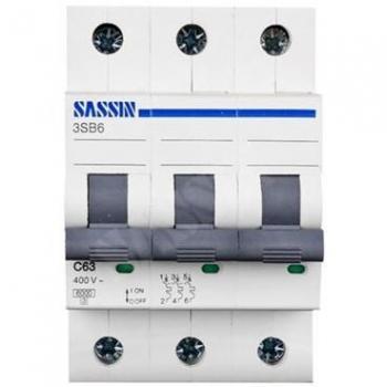 Interruptor Automático Magnetotérmico SASSIN B63C25N 3 Polos 25A C Curve 6KA
