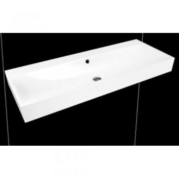 Lavabo de pared Kaldewei Silenio 3046, 120 x 46 x 12 cm, blanco perlado, sin rebosadero, con agujero para grifo