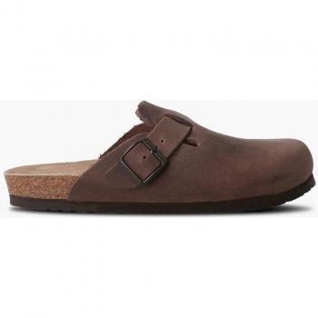 Zuecos de hombre bio de piel en marrón oscuro