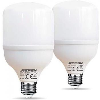 Bombilla LED de alta lúmenes E27, 20 W,luz blanca cálida, 2700 K, 2000 lm, repuesto de 150 W, para fábrica, almacenes, taller, garajes, jardines, supermercados, salas de exposiciones, estadios.