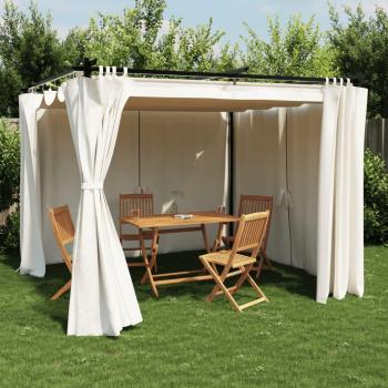 Cenador con cortinas de acero color crema 3x3 m Vidaxl
