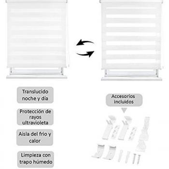 HOME MERCURY - Estor Enrollable de Doble Capa Noche y Día ,fácil instalación