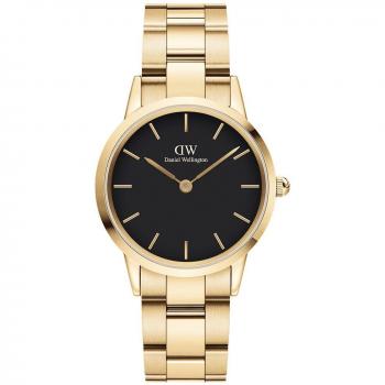 Reloj de Mujer Daniel Wellington Iconic Link 32mm - Cuarzo Negro y Acero Inoxidable Dorado
