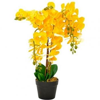 SengentoStyle Kunstplant met pot orchidee 60 cm geel
