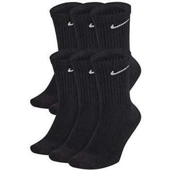 Nike Everyday Cushioned Training Crew Socks - 6 Pack, Black/White, Size Medium