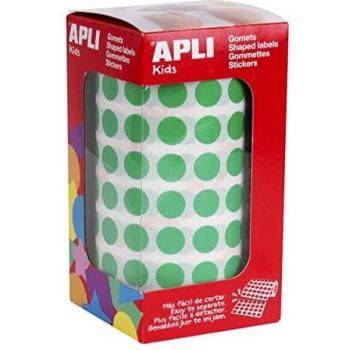 APLI Kids - Rollo de gomets redondos 10,5 mm, color verde