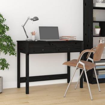 Escritorio con cajones de madera maciza de pino negro 100x50x78 cm