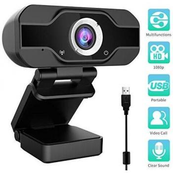 Aiglam Webcam, Webcam PC 1080P Cámara Web de Alta Definiciócon micrófono Reductor de Ruido y corrección de iluminación automática Web CAM de USB Plug and Play