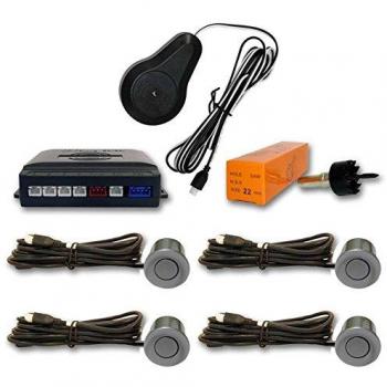 AUTOOUTLET Sensor aparcamiento 4 sensores Plata y pantalla digital